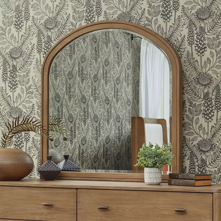 Normandy Warm Driftwood Arched Wall Mirror