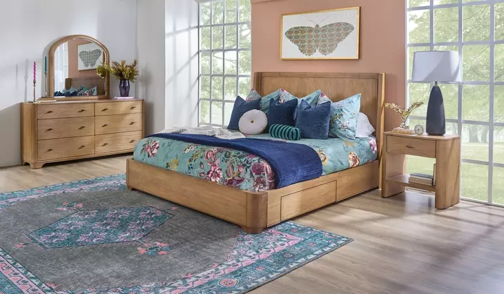 Normandy Warm Driftwood King Storage Panel Bed
