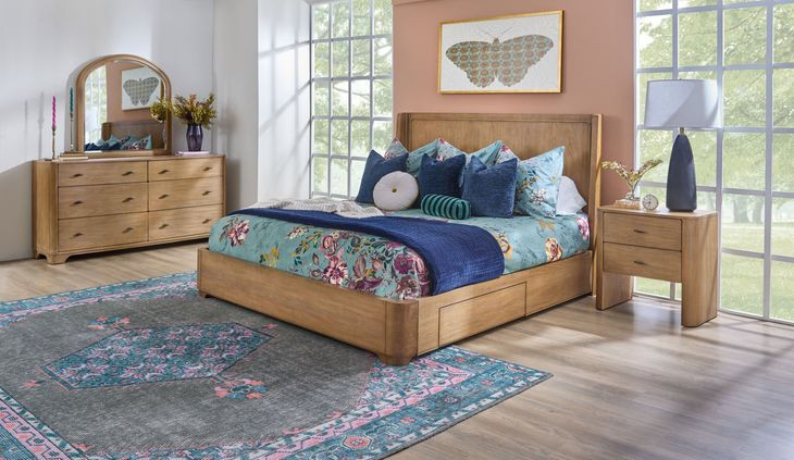 Normandy Warm Driftwood Storage Panel Bedroom Set