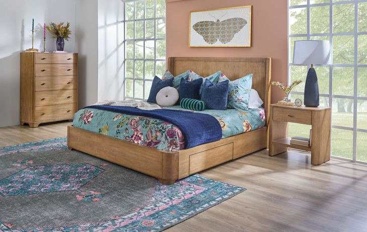 Normandy Warm Driftwood Storage Panel Bedroom Set