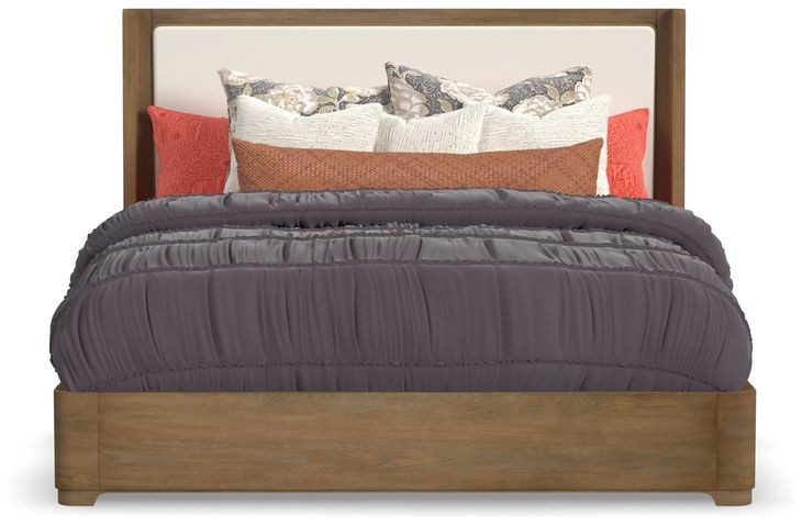 Normandy Cream and Driftwood Performance Fabric King Upholstered Storage Panel Bed
