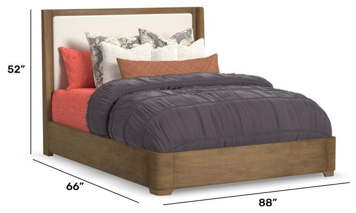 Normandy Cream and Driftwood Performance Fabric Queen Upholstered Panel Bed
