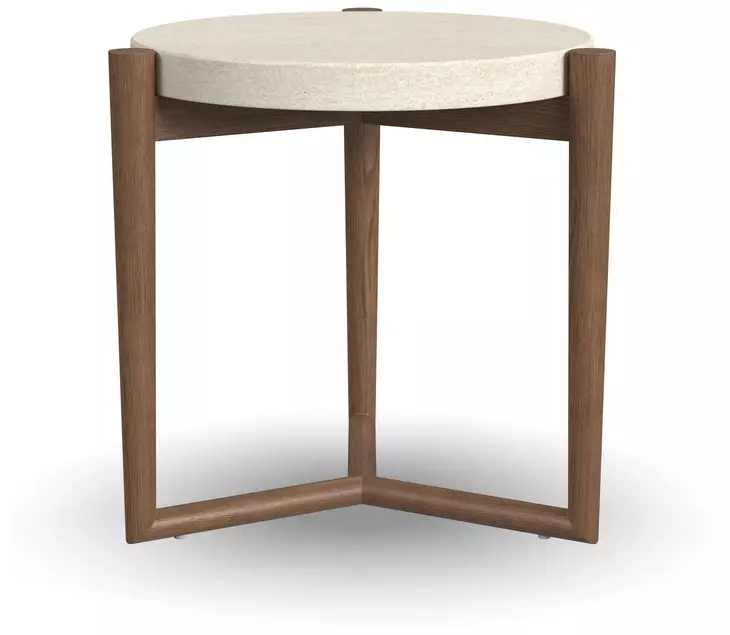 Verona Medium Brown and White Round Stone Top Accent Table