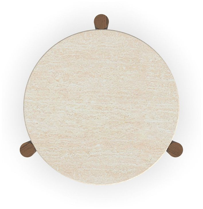 Verona Medium Brown and White Round Stone Top Accent Table