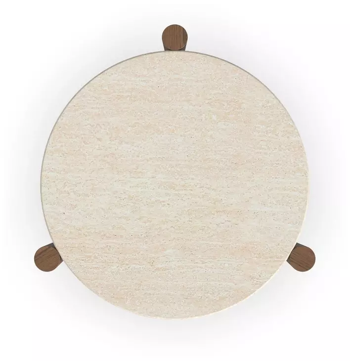 Verona Medium Brown and White Round Stone Top Accent Table