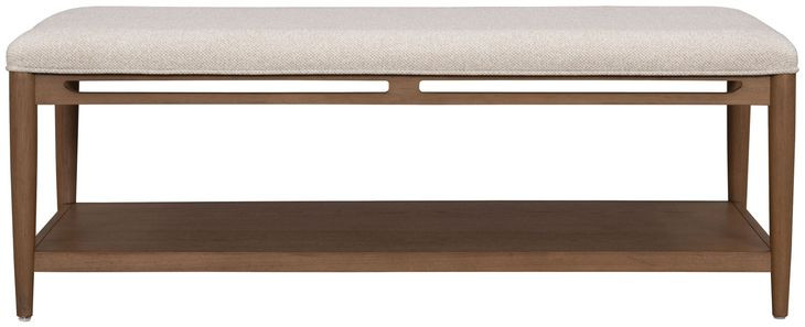 Verona Cream and Medium Brown Performance Fabric Upholstered Rectangular Coffee Table