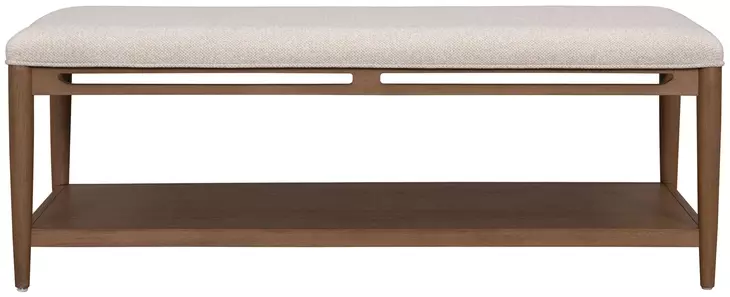 Verona Cream and Medium Brown Performance Fabric Upholstered Rectangular Coffee Table