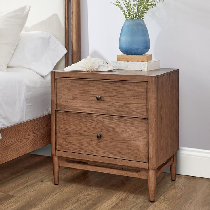 Verona Medium Brown 2 Drawer Nightstand with USB Charging