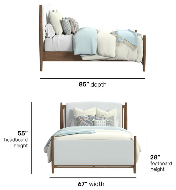 Verona Cream and Medium Brown Performance Fabric Queen Upholstered Panel Bed