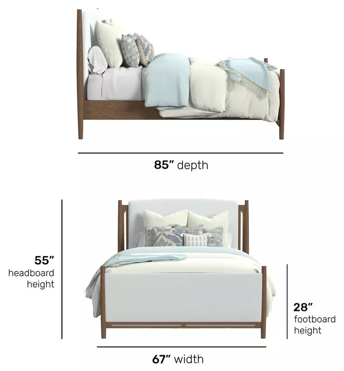 Verona Cream and Medium Brown Performance Fabric Queen Upholstered Panel Bed