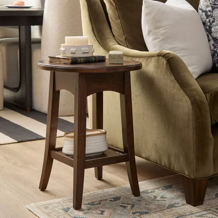 Sylvie Chestnut Round Accent Table