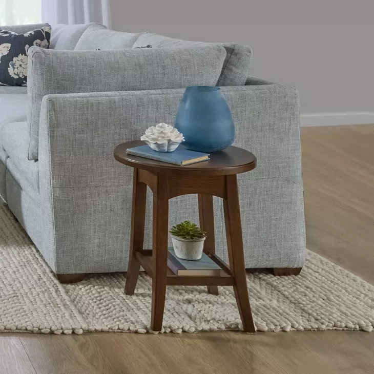 Sylvie Chestnut Round Accent Table