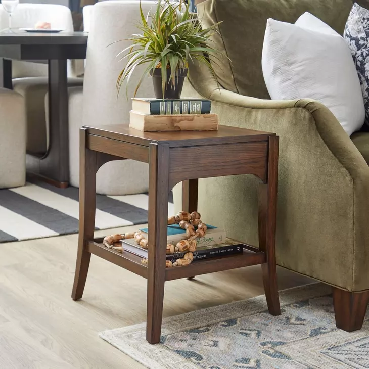 Sylvie Chestnut Square Bunching Table