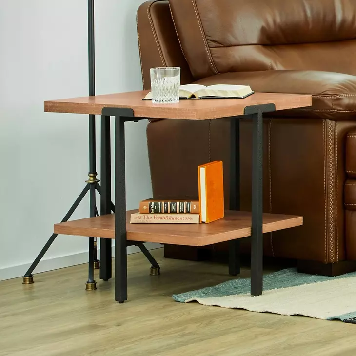 Millwork Rustic Umber and Black Rectangular End Table