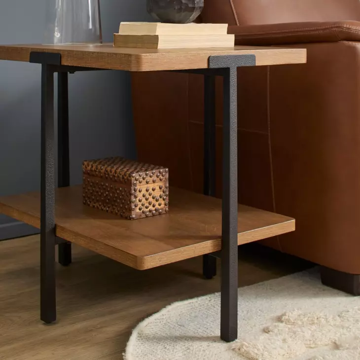 Millwork Rustic Umber and Black Rectangular End Table