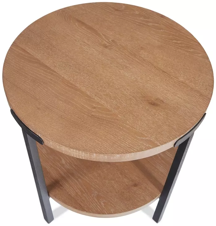 Millwork Rustic Umber and Black Round Occasional Table Set