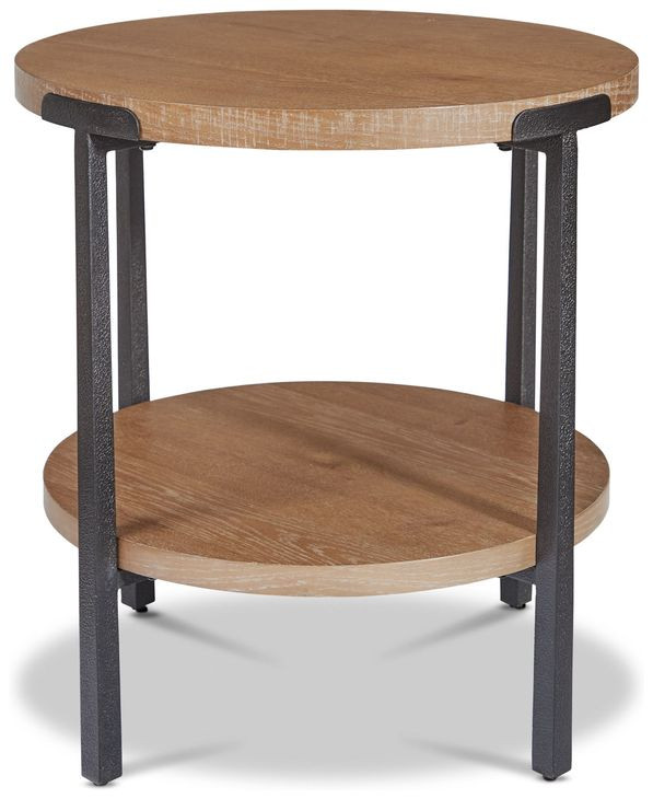 Millwork Rustic Umber and Black Round End Table
