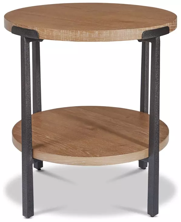 Millwork Rustic Umber and Black Round End Table