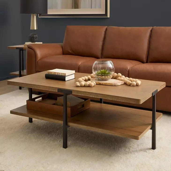 Millwork Rustic Umber and Black Rectangular Coffee Table