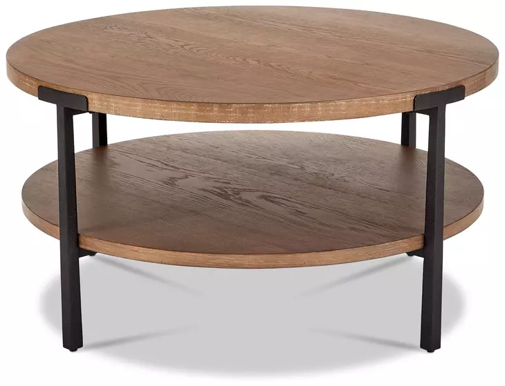 Millwork Rustic Umber and Black Round Coffee Table