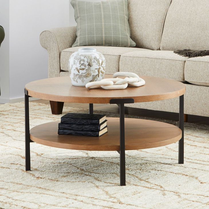 Millwork Rustic Umber and Black Round Coffee Table