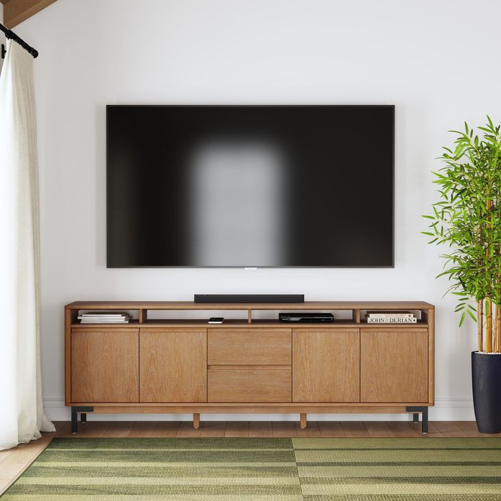 Millwork Rustic Umber and Black 92" TV Stand with USB Charging