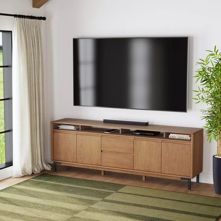 Millwork Rustic Umber and Black 92" TV Stand with USB Charging