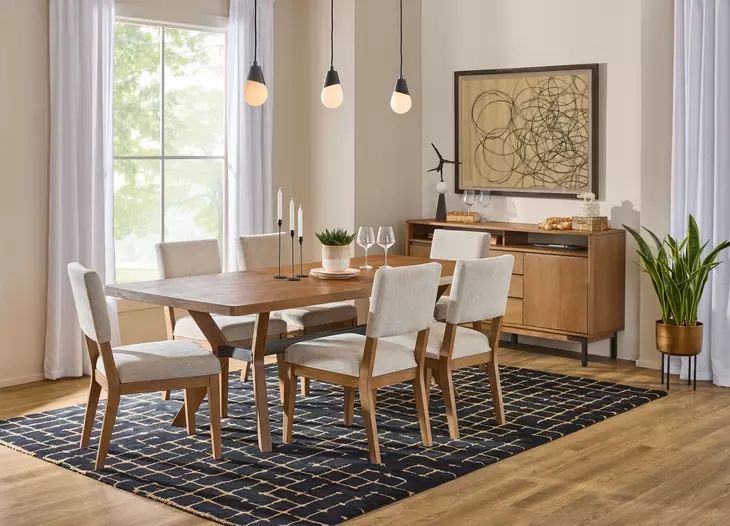 Millwork Rustic Umber and Black Rectangular Dining Room Set