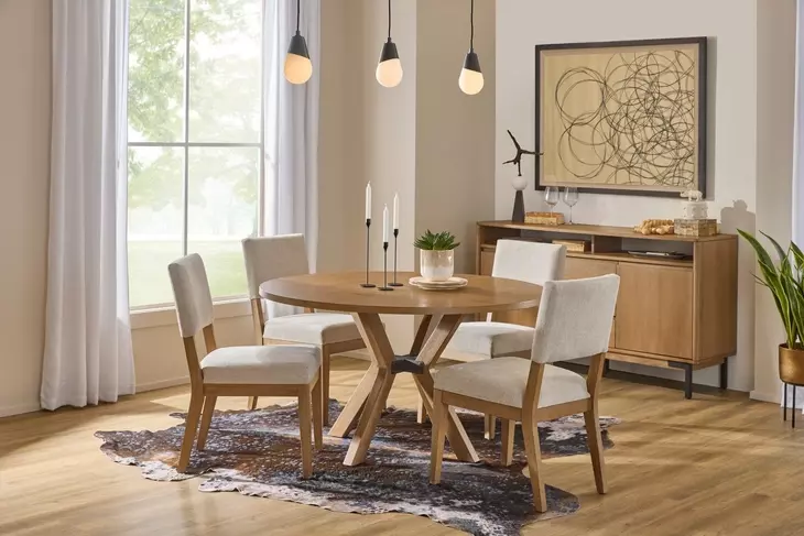 Millwork Rustic Umber Round Dining Room Set