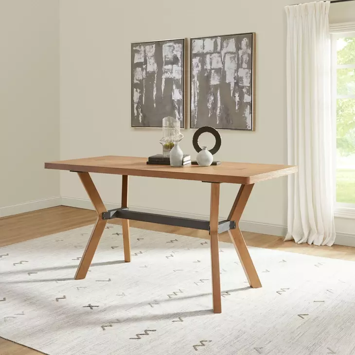 Millwork Rustic Umber and Black 76" Rectangular Friendship Table