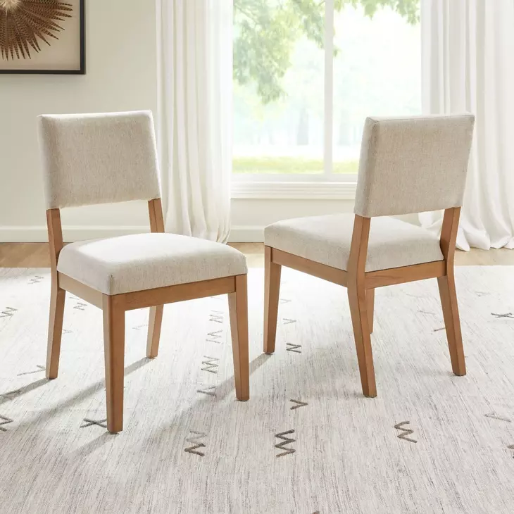 Millwork Cream Performance Fabric Upholstered Dining Chair Set of 2