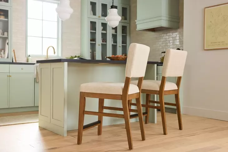 Millwork Off White Performance Fabric Upholstered Counter Height Chair Set of 2