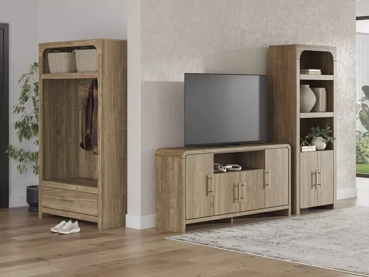Dovander Warm Brown Hall Tree with Storage Bench
