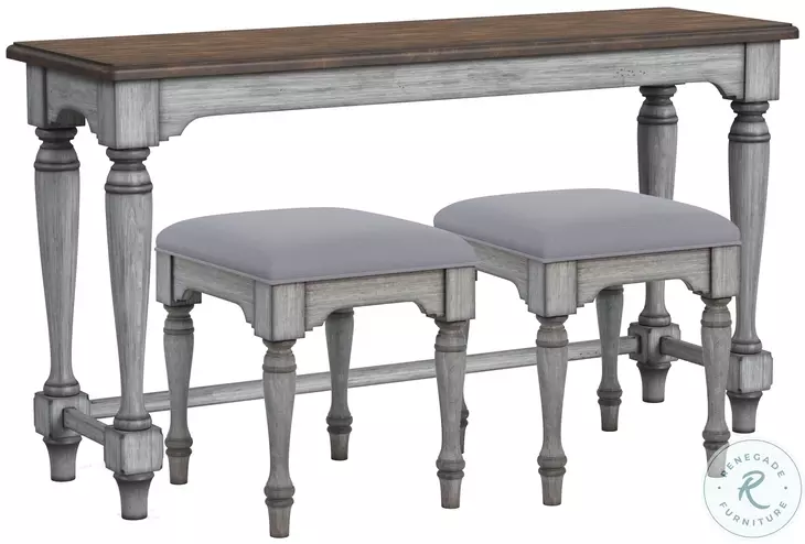 Plymouth Distressed Gray Wash Ottoman Set of 2