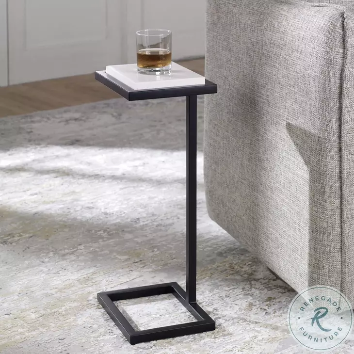 W-23014 White And Black Thick Polished Marble Top Martini Table