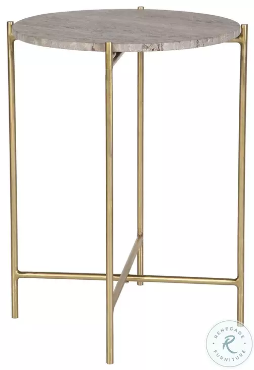 W-23027 Dark Travertine And Gold Accent Table