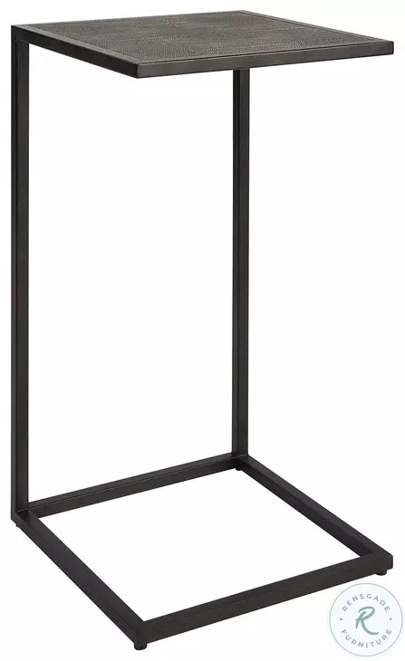 W-23028 Gray And Antique Black Shagreen Top Accent Table