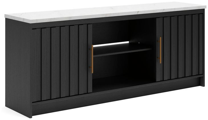 Cadmori Matte Black 63" XL TV Stand with Fireplace Option