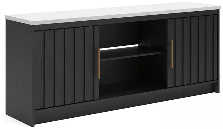Cadmori Matte Black 63" XL TV Stand with Fireplace Option