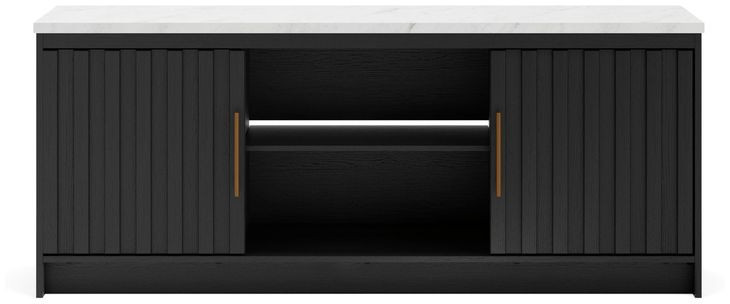 Cadmori Matte Black 63" XL TV Stand with Fireplace Option