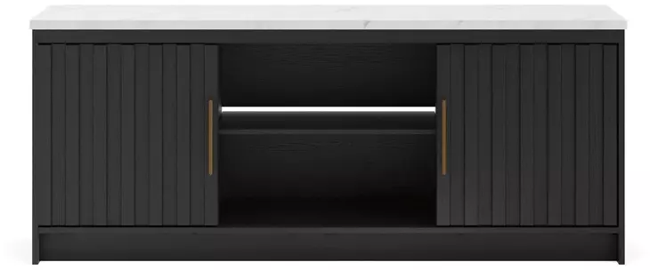 Cadmori Matte Black 63" XL TV Stand with Fireplace Option