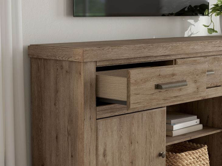 Garistyn Natural Rustic 73" XL TV Stand with Fireplace Option