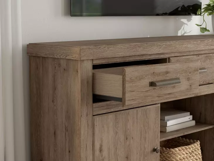 Garistyn Natural Rustic 73" XL TV Stand with Fireplace Option