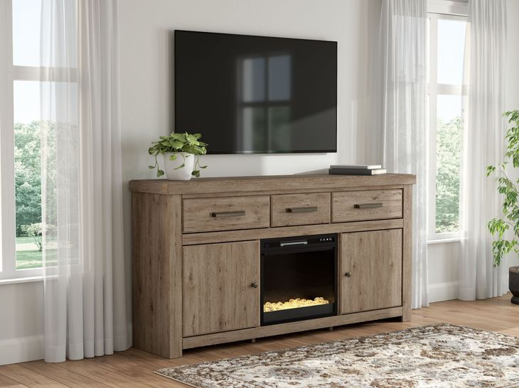 Garistyn Brown 73" TV Stand with Electric Fireplace