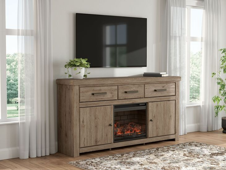 Garistyn Natural Rustic 73" TV Stand with Electric Fireplace