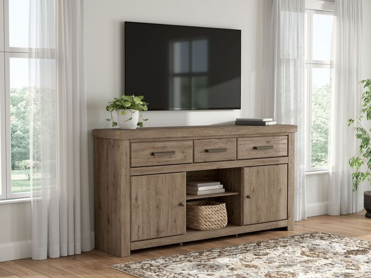 Garistyn Natural Rustic 73" XL TV Stand with Fireplace Option