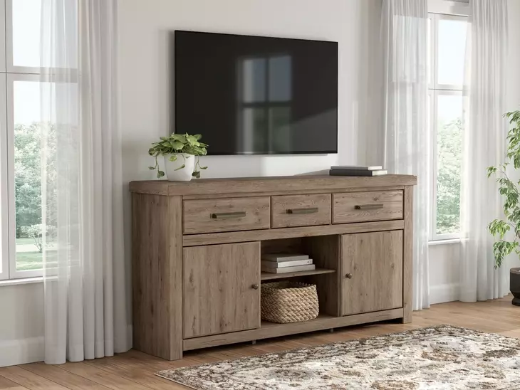 Garistyn Natural Rustic 73" XL TV Stand with Fireplace Option