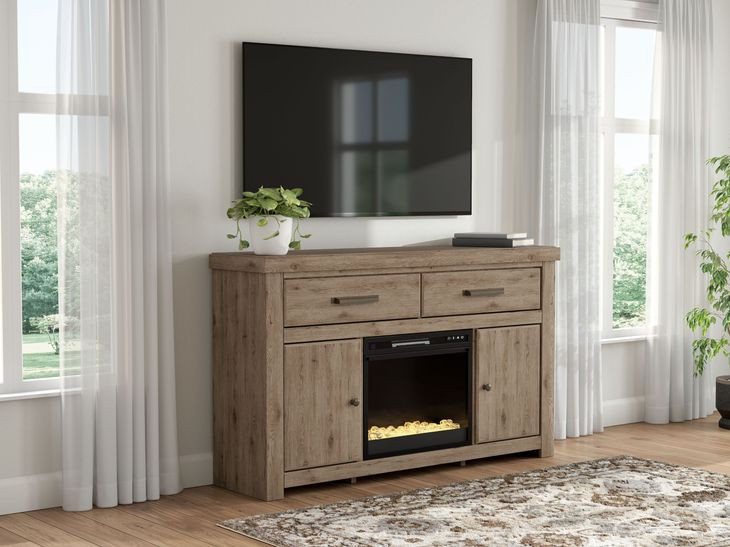 Garistyn Brown 62" TV Stand with Electric Fireplace