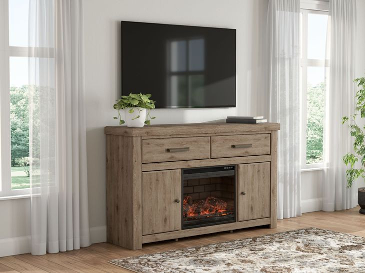 Garistyn Natural Rustic 62" TV Stand with Electric Fireplace