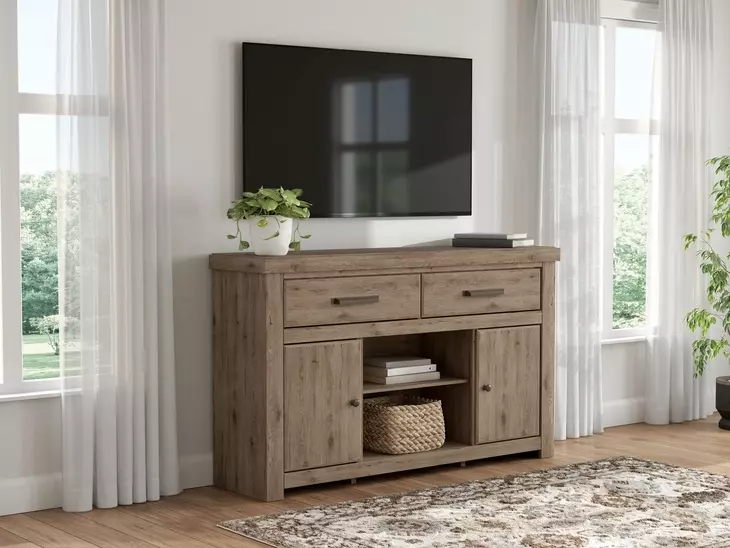 Garistyn Natural Rustic 62" LG TV Stand with Fireplace Option